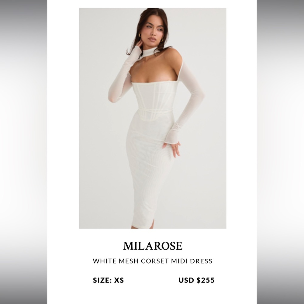 House of CB Milarose long sleeve mesh corset dress